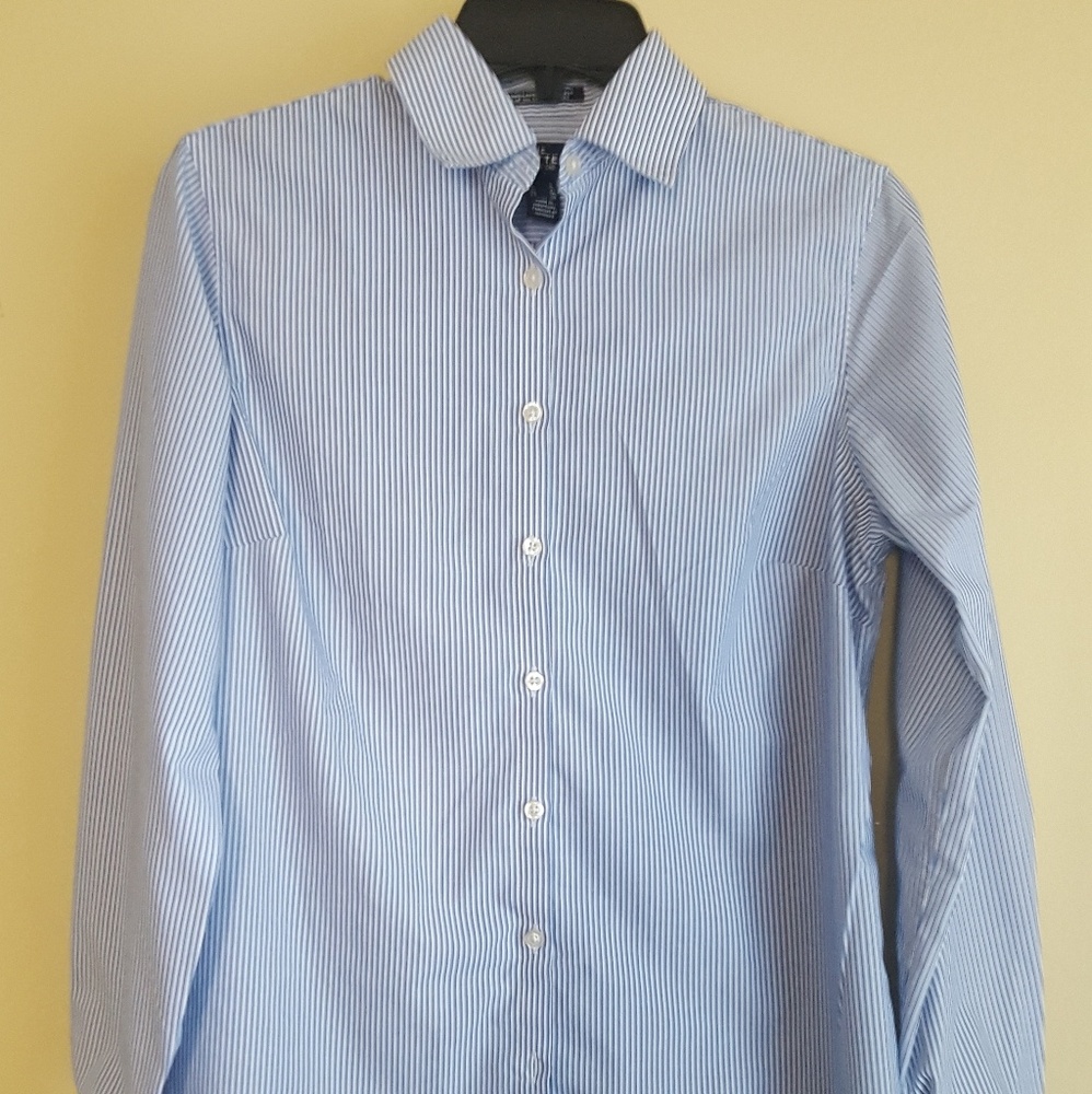Lands End blue stripe long sleeves shirt.